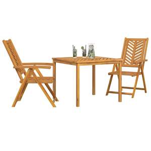Juego de comedor de jardín de madera maciza de acacia marrón de 3 piezas - Product Image 3