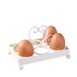 Farmhouse Style Chicken Shaped Metal Wire Egg Basket Egg Holder <b>For</b> Fresh Eggs Fruit And Vegetable <b>Storage</b> Black Iron Egg Holder - Product Image 2