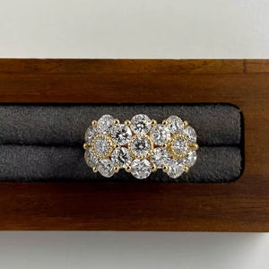 Anillo Floral Vintage con Diamante Cultivado en Laboratorio, Corte Redondo, para Mujer, con Oro Sólido de 14K, Regalo de Compromiso para Parejas - Product Image 1