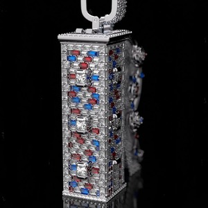 Compre un colgante de diamante moissanita certificado por GRA, estilo hip hop, en plata de ley 925, estilo rapero, en línea en India. - Product Image 5