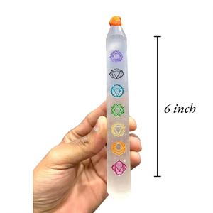 Varita de Selenita Natural Pulida, Cristal de Chakra, 7 Chakras Grabados, Energía Curativa, Limpieza, Meditación, Masaje - Product Image 3
