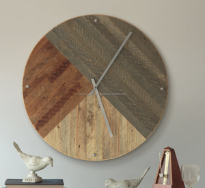 Tayyab artisanat bois d'acacia solide créatif horloge à Quartz affichage d'aiguilles de Style Antique pour chambre chevet ou bureau en bois - Product Image 3