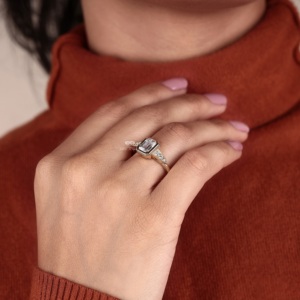 14K Gold Emerald Cut Lab Grown Diamond <b>Ring</b> for Women Vintage Milgrain Bezel Engagement <b>Ring</b> Custom Bridal Jewelry Manufacturer - Product Image 2