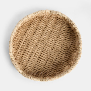 Plateau de service rond en papier naturel festonné, panier tressé durable, vente en gros, décoration intérieure, cuisine, salle à manger, organisateur décoratif - Product Image 3