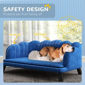 Collezione Autunnale: Divano per Animali Domestici Blu Scuro con Design a Perle per Cani di Taglia Media e Grande, Gambe in Legno Massello con Cuscino per Piccoli Animali - Product Image 6