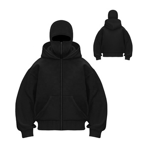 Sudadera con capucha y pasamontañas de algodón para hombre, personalizada al por mayor, con cremallera, 500 g/m² de peso pesado, estilo ninja - Product Image 4