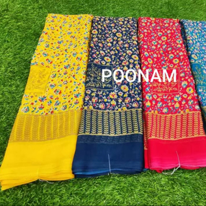 Sari de georgette a la moda con blusa, sari para fiesta, diseño floral, proveedor mayorista de sari para exportación - Product Image 6