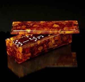 Dominos en résine époxy faits à la main, double six, noir et or pailleté, pièces de jeu d'art et d'artisanat de collection - Product Image 5