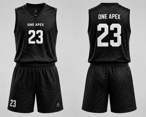 Uniforme de Baloncesto Topográfico Negro Personalizado, Conjunto de Camiseta y Pantalones Cortos para Hombre, Transpirable, de Secado Rápido, Ropa Deportiva de Equipo, OEM, ODM, Venta al Por Mayor - Product Image 4