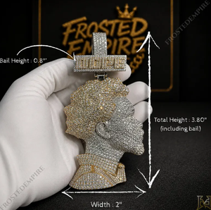 Pendentifs Moissanite Bicolores Breloques Portrait Glaçon Collier Plaqué Or et Argent Bijoux Hip Hop - Product Image 3