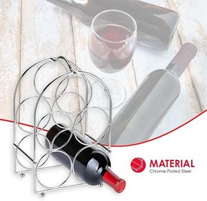 Countertop <b>Chrome</b> <b>Wine</b> <b>Rack</b> Holder for 6 Bottles Tabletop <b>Wine</b> Storage Stand for Kitchen Dining Table and Home Bar - Product Image 3
