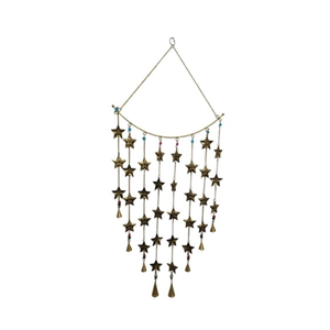 Campana Decorativa de Hierro con Forma de Estrella, Bañada en Oro, con Cadena para Colgar - Product Image 1