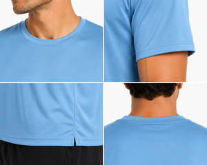 Camiseta Deportiva Informal de Poliéster para Hombre, Color Azul Claro, Absorbente de Humedad, Ropa Deportiva, Logotipo Personalizado, ODM - Product Image 3