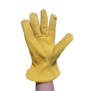 Guantes de Cuero para Conducir, Color Amarillo Dorado, Cuero de Vaca, Palma Completa, para Hombre - Product Image 3