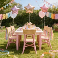 Chaise d'enfant empilable en rotin naturel pour jardin, couleur pastel, mobilier d'extérieur, chaises d'enfants pour fête, chaise d'enfant en bois mignonne