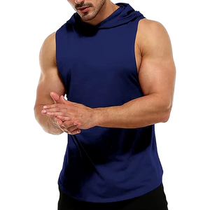 Débardeur à capuche uni pour homme en coton, séchage rapide, respirant, pour la gym et le fitness, avec logo personnalisé, vente en gros, vêtements de sport - Product Image 6