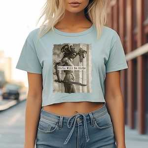 Women's <b>Light</b> Blue Cropped Knit for Shirt Short Sleeve Solid Color Zipper Front Loose Fit Casual Spring Summer Wear Quick Dry - Product Image 2