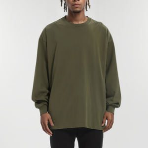 Custom Logo <b>T</b>-<b>Shirts</b> Solid Color High Weight Full <b>Sleeve</b> <b>T</b>-<b>Shirt</b> for Men Oversized 250 GSM <b>Long</b> <b>Sleeve</b> <b>T</b>-<b>Shirts</b> - Product Image 4