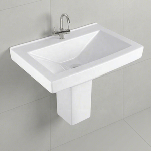 Cheap Price High Quality Fashionable Sanitary Ware Ceramic Bathroom Sink Two Piece Half Pedestal Basin - Product Image 4