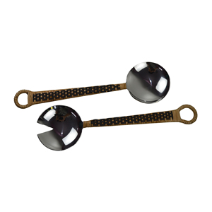 Service de salade moderne en acier inoxydable, lot de 2, avec poignées en résine noire et blanche, compatible lave-vaisselle, pour la restauration - Product Image 5