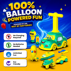 Ensemble de jouets lanceurs de ballons Mirana pour enfants - Pompe à air manuelle - Jeux de course train, avion, bateau et astronaute - Sans écran - Product Image 5