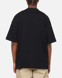 เสื้อยืดผู้ชายทรงโอเวอร์ไซส์ สีดำล้วน ผ้าฝ้าย แขนสั้น คอกลม ทรงสปอร์ต สีพื้น ความยาวปกติ ทรงหลวม สวมใส่สบายๆ สำหรับทุกวัน - Product Image 3