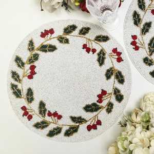 Sets de table perlés faits main de qualité supérieure, tapis de table brodés complexes pour une décoration élégante de la salle à manger, magnifiques sets de table perlés - Product Image 3