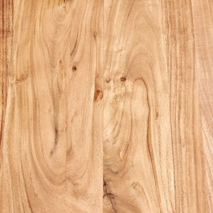 Table de salle à manger de luxe en verre trempé, design élégant, pieds en forme de A, plateau carré en bois d'acacia massif finition naturelle, pour maison, cuisine ou restaurant. - Product Image 6