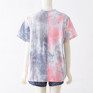 Camisetas Tie Dye Personalizadas al por Mayor, de Algodón Grueso, Cuello Redondo, Estilo Vintage, para Camisetas con Tinte Degradado Morado - Product Image 2