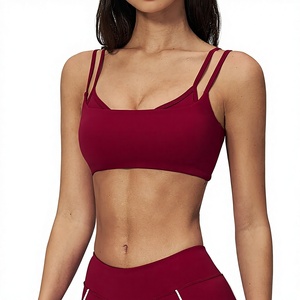 Soutien-gorge de sport rembourré réversible pour femme grande taille avec logo personnalisé, double bretelles, maintien moyen, respirant, idéal pour le yoga, la gym et l'entraînement - Product Image 1