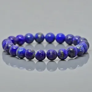 Natural Lapis Lazuli 8mm Smooth Round AA Grade Gemstone Beads <b>Stretch</b> <b>Bracelet</b> Healing Jewelry Wholesale - Product Image 2