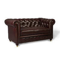 Canapé Chesterfield en cuir véritable deux places rectangulaire marron moderne fait main de luxe écologique design diamant pour extérieur