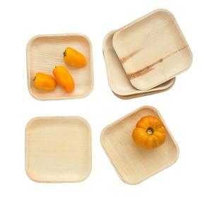 Assiettes de feuilles d'areca de palmier naturel biodégradable de 12 pouces plats de dîner carrés et tiges jetables rustiques modernes en paquet - Product Image 6