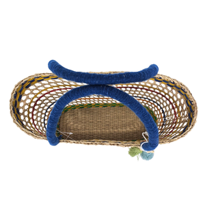 Handwoven Seagrass Vintage Tote with Open Closure Multicolor Stripe Pattern Tassel Decor Natural <b>Woven</b> Beach Shopping <b>Bag</b> - Product Image 6