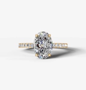 4 Carat <b>Oval</b> Cut <b>Moissanite</b> 925 Sterling Silver 14K Gold Plated Prong Setting Luxury <b>Engagement</b> Wedding Anniversary Bridal <b>Ring</b> - Product Image 1