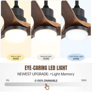 Ventilatore a soffitto a LED da 60 pollici con luci 3 pale in legno massello con telecomando a motore reversibile silenzioso - Product Image 3
