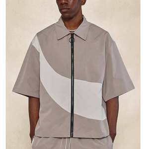 Ensemble de survêtement homme color block, veste zippée à manches courtes et short à cordon de serrage, respirant, léger, streetwear, décontracté d'été - Product Image 6