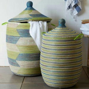 Contenedores de almacenamiento multifunción rústicos para sala de estar y dormitorio, cesta de cuerda de plástico tejida a mano duradera y ecológica - Product Image 6