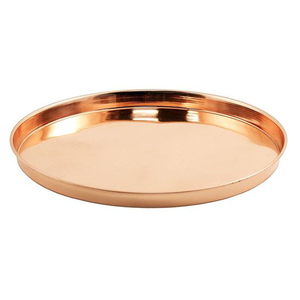 Copper Polish <b>Serving</b> <b>Tray</b> <b>Round</b> Copper <b>Serving</b> <b>Tray</b> Dinnerware Modern Metal Hammered <b>Round</b> Shaped <b>Serving</b> <b>Tray</b> - Product Image 2