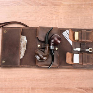 Custom Genuine <b>Leather</b> Pipe Roll Storage Bag Handcrafted <b>Tobacco</b> <b>Pouch</b> Case Vintage Travel Smoking Accessories PRB-0002 - Product Image 6