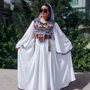 Robes décontractées pour femmes à prix de gros, nouveau design, grande taille, vêtements afghans Kuchi brodés, décoration en dentelle, robe afghane - Product Image 5