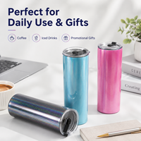 Gobelet isotherme droit et fin en acier inoxydable de 20 oz, coloris arc-en-ciel, avec couvercle, personnalisable avec logo, vente en gros pour cadeaux et articles de boisson