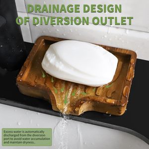 Support à Savon Professionnel en Bois (Lot de 2) – Porte-Savon Naturel en Bois avec Bec de Drainage à Séchage Rapide et Acier Inoxydable - Product Image 4