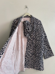Leopard Print Women's Blouson Jacket Full Sleeve Pullover Woven Polyester Autumn Style with Bow <b>Decoration</b> - Product Image 5