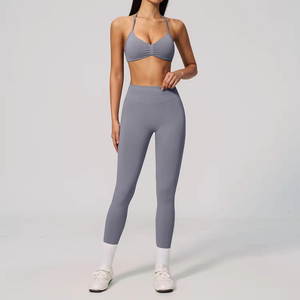 Ensemble de yoga respirant et sans coutures pour femmes, soutien-gorge de sport à bretelles, vêtements de sport, leggings, ensembles de yoga grande taille - Product Image 6
