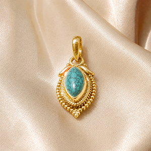Collier pendentif en argent sterling 925 avec turquoise bleue naturelle de forme marquise, style minimaliste fait main, plaqué or rose, bijoux pour femmes - Product Image 4