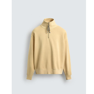 Custom Logo Men's Women's Half Zip Pullover Oversized <b>Mock</b> <b>Neck</b> Plain Cotton Streetwear <b>Top</b> - Product Image 5