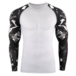 Gym Training Wear Youth Compression Base Layer Skin Fitted Quick Dry Printed Shirts Long Sleeve Grappling MMA BJJ Men Rash Guard - Product Image 1