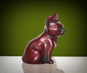 Statue de chat en résine artisanale, figurine décorative de chat assis, accent de table pour la maison - Product Image 1