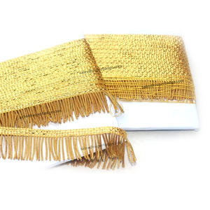 Frange en fil de rayonne métallique doré, garniture décorative pour vêtements et rideaux - Fournisseur de confiance, frange de 3 cm - Product Image 6
